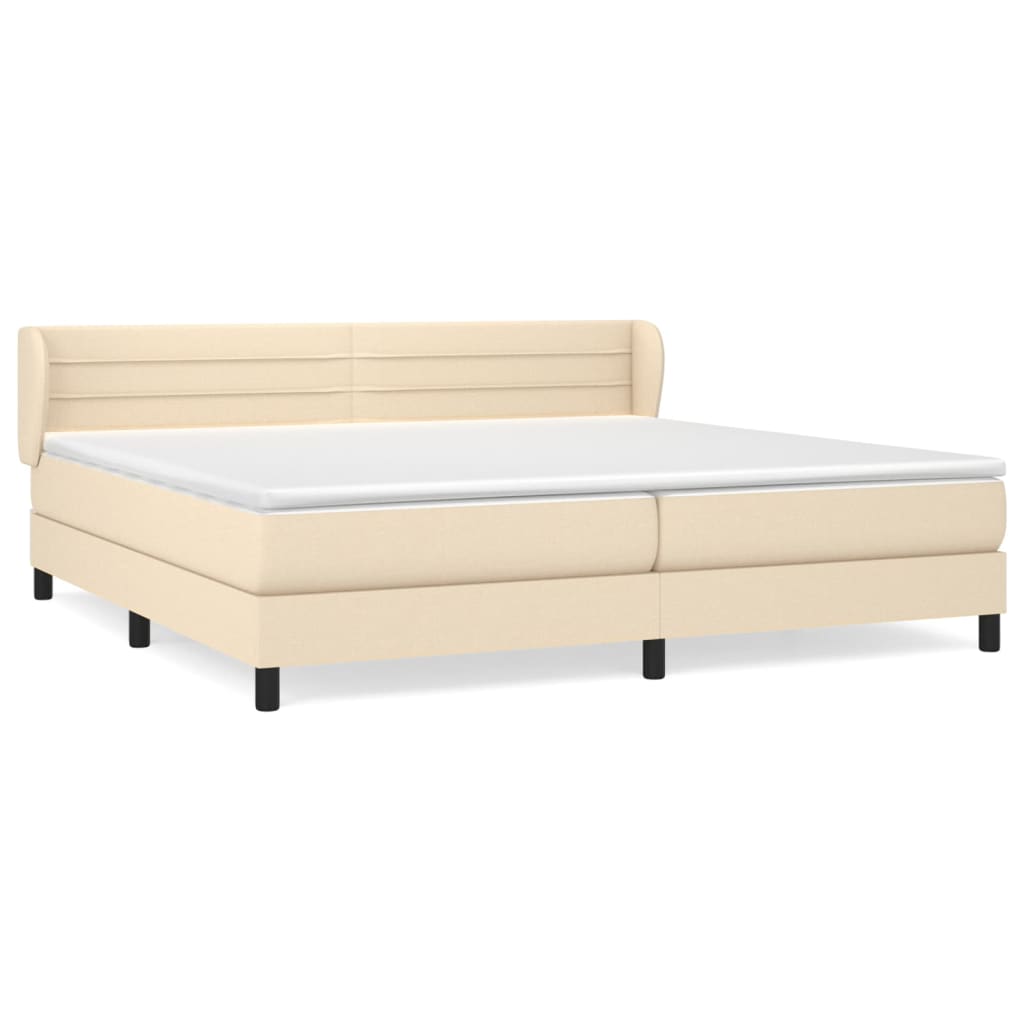 kontinentalseng med madras 200x200 cm stof cremefarvet