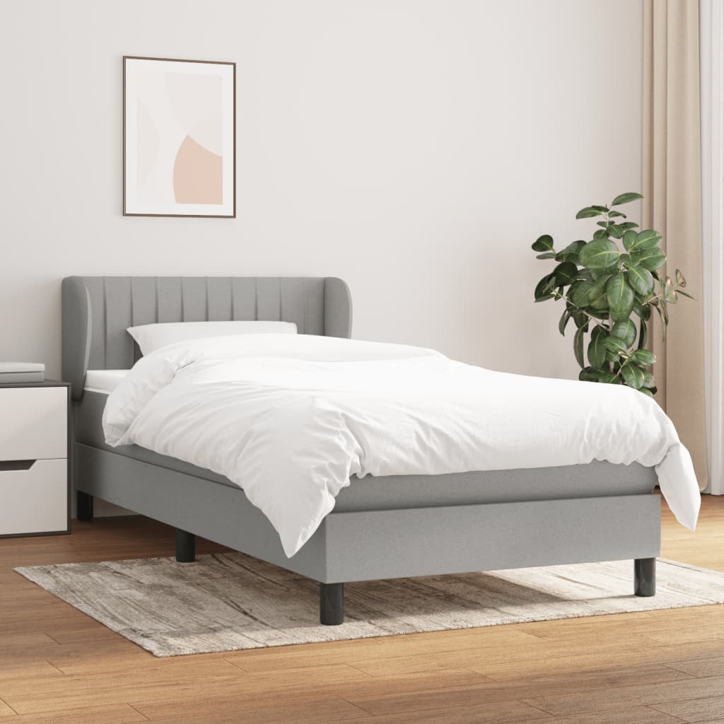 kontinentalseng med madras 90x190 cm stof lysegrå