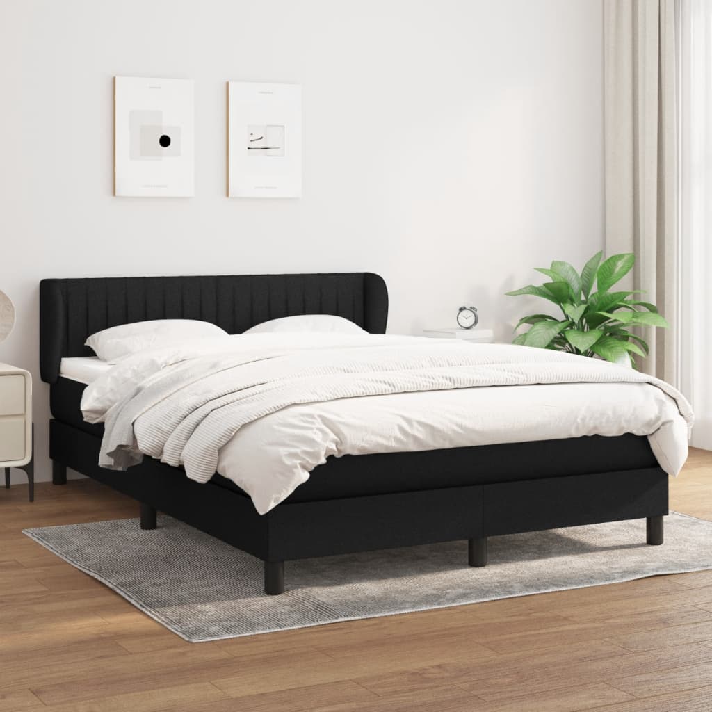 kontinentalseng med madras 140x200 cm stof sort