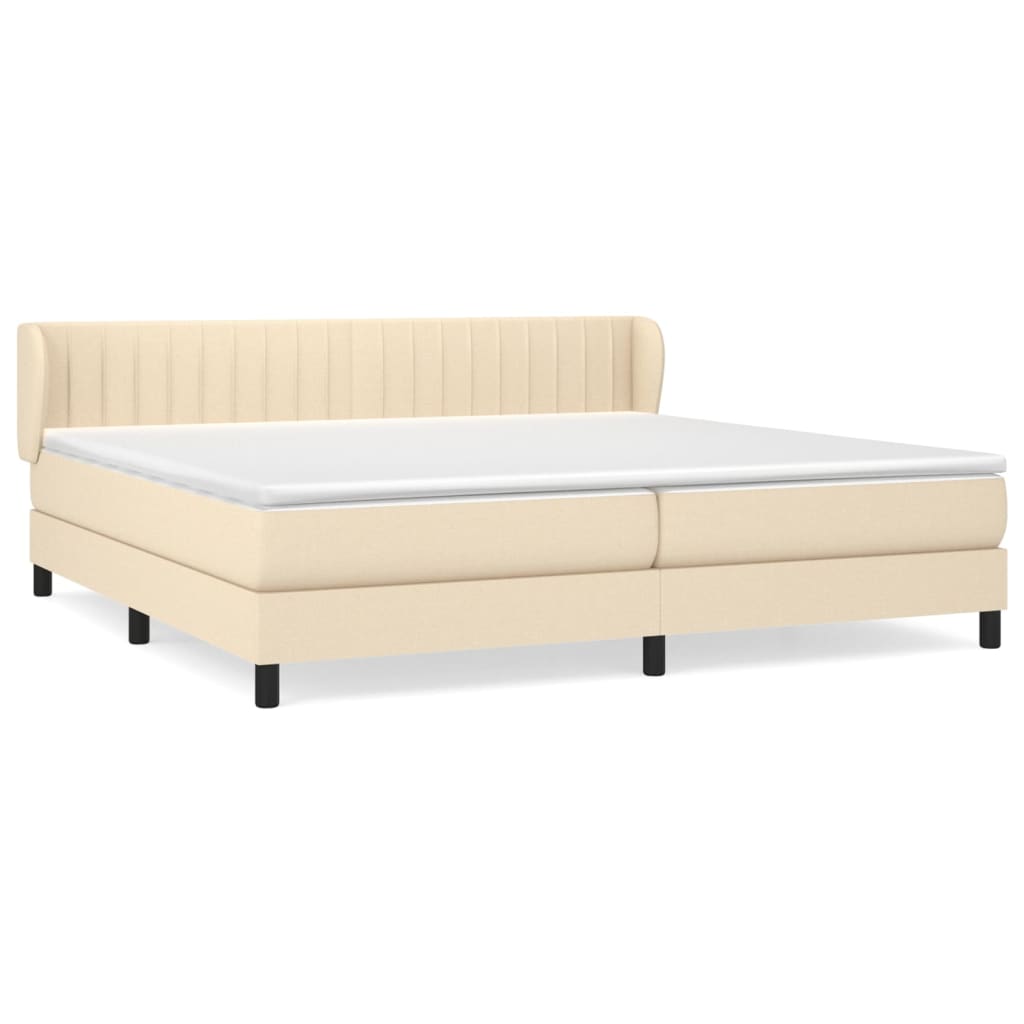 kontinentalseng med madras 200x200 cm stof cremefarvet