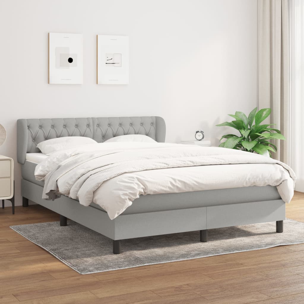 kontinentalseng med madras 140x190 cm stof lysegrå