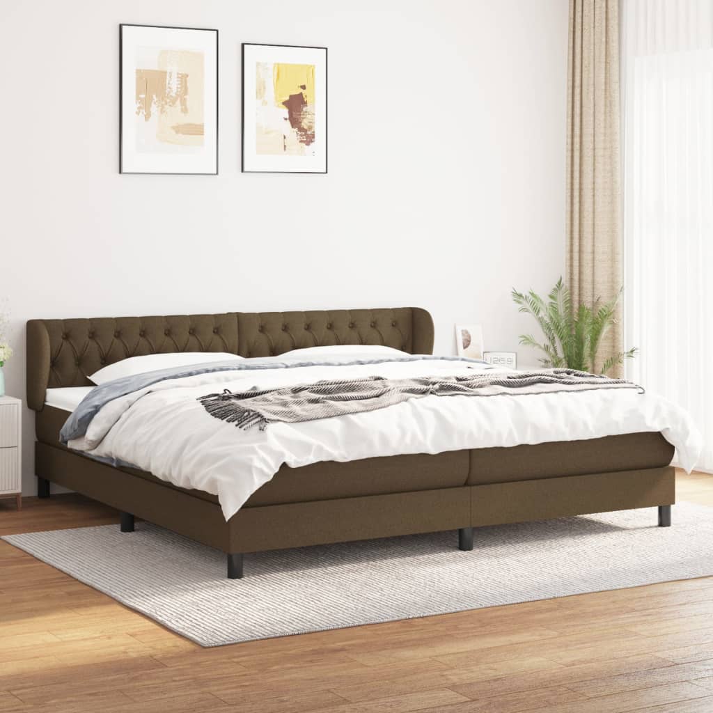 kontinentalseng med madras 200x200 cm stof mørkebrun
