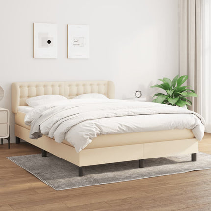 kontinentalseng med madras 140x190 cm stof cremefarvet