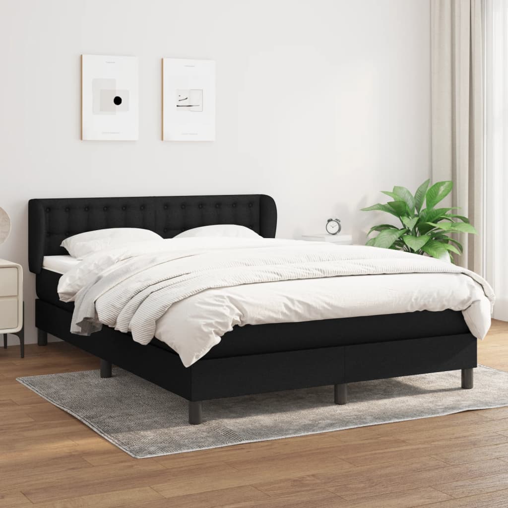kontinentalseng med madras 140x200 cm stof sort