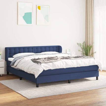kontinentalseng med madras 160x200 cm stof blå