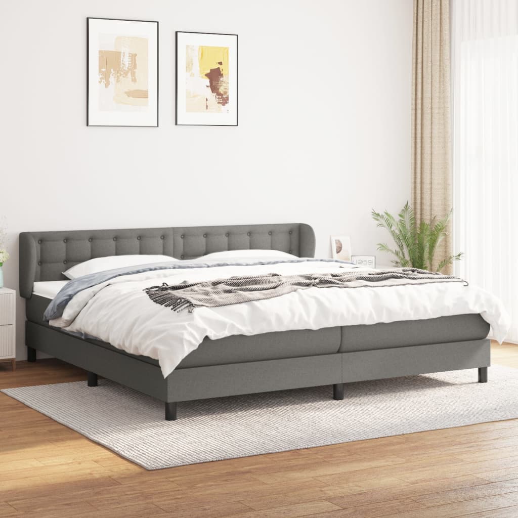 kontinentalseng med madras 200x200 cm stof mørkegrå
