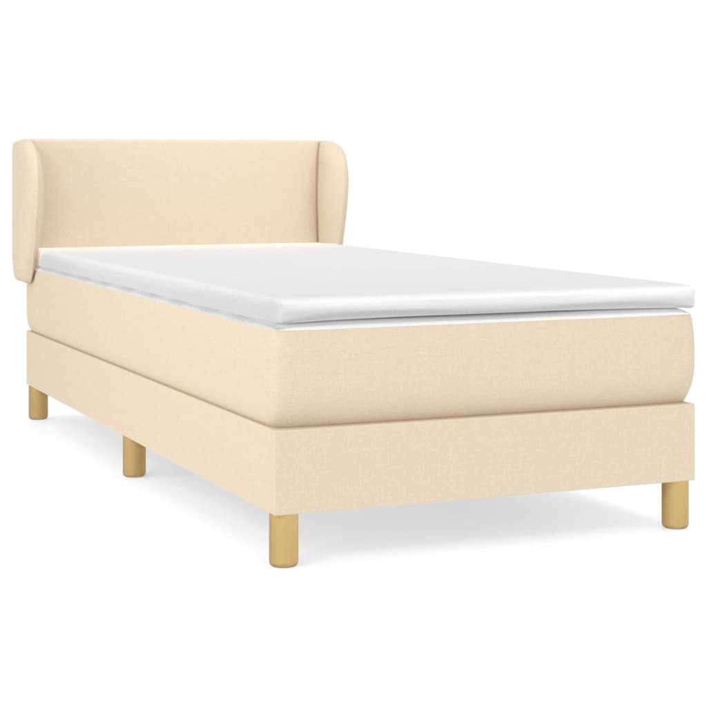 kontinentalseng med madras 90x190 cm stof cremefarvet