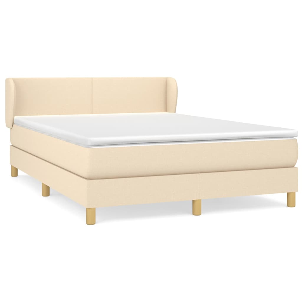 kontinentalseng med madras 140x190 cm stof cremefarvet