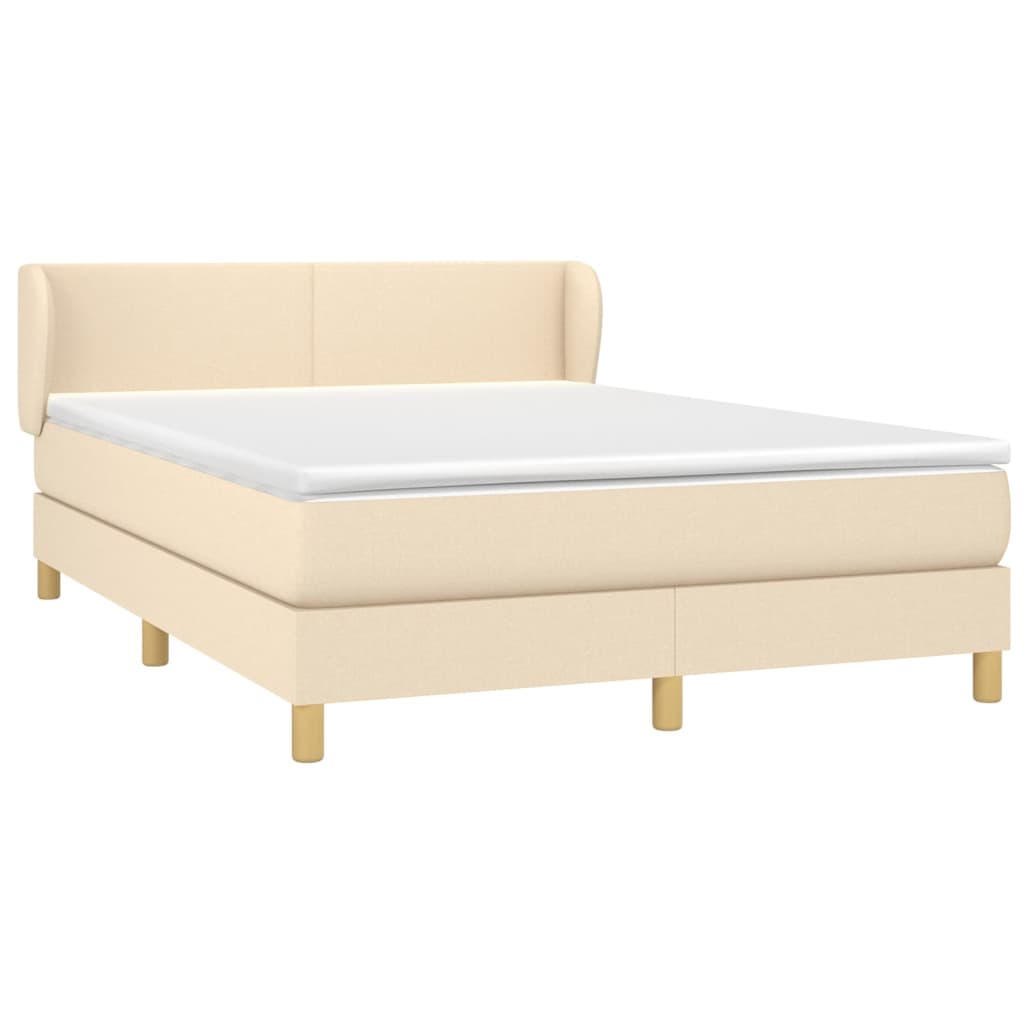 kontinentalseng med madras 140x190 cm stof cremefarvet