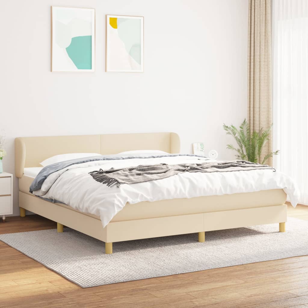 kontinentalseng med madras 180x200 cm stof cremefarvet
