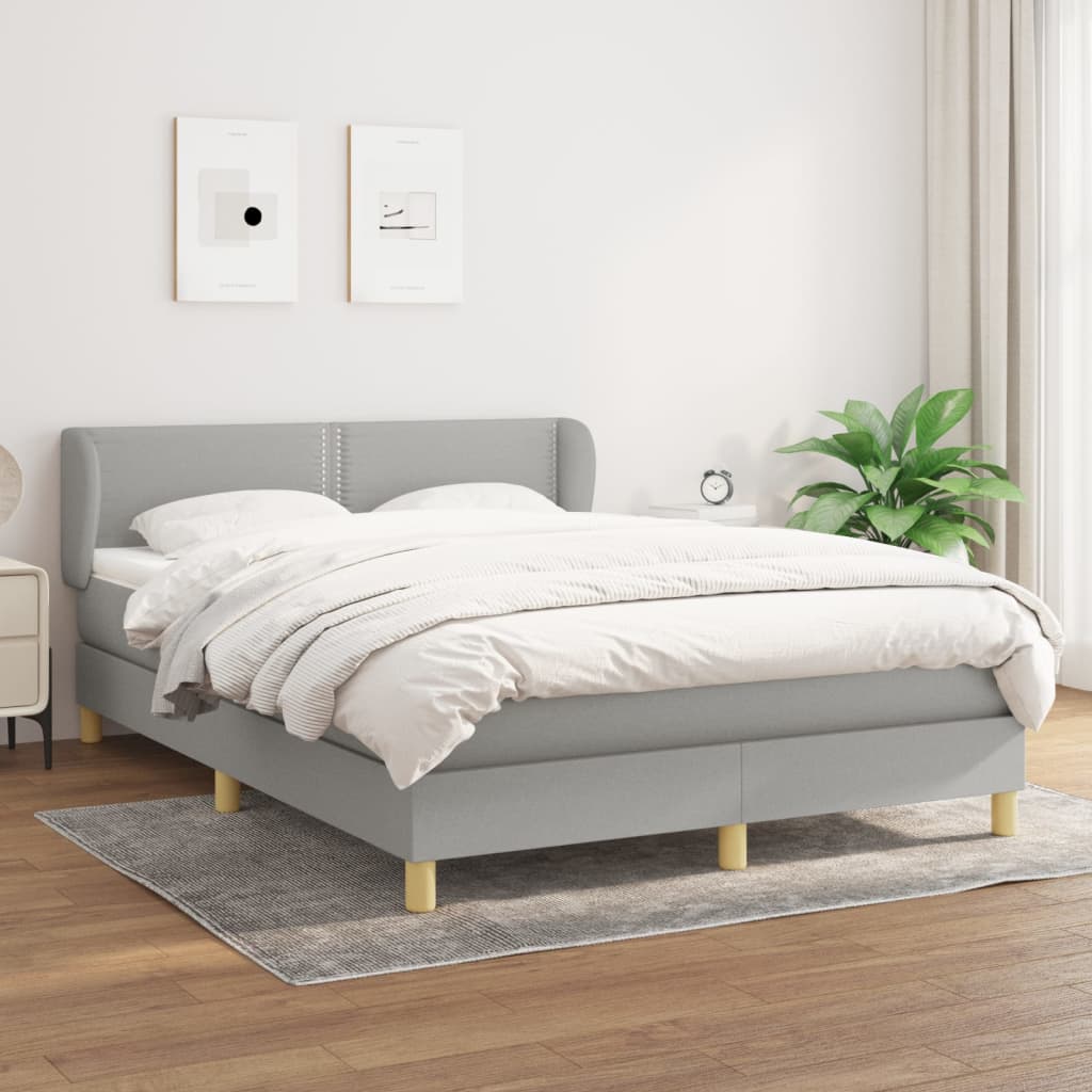 kontinentalseng med madras 140x190 cm stof lysegrå