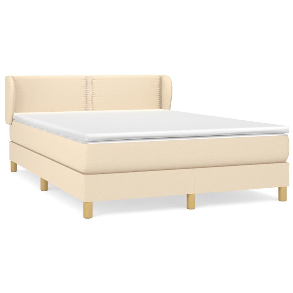 kontinentalseng med madras 140x190 cm stof cremefarvet