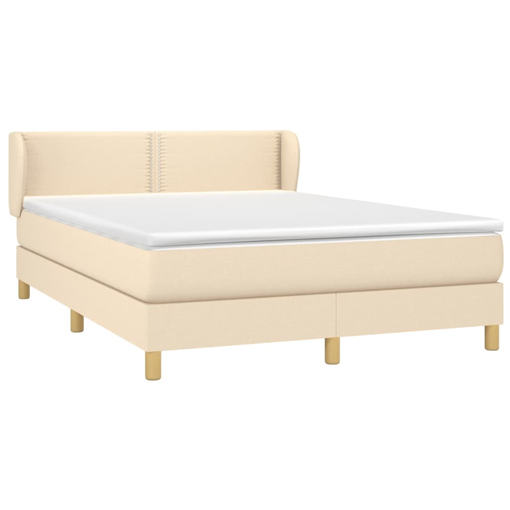kontinentalseng med madras 140x190 cm stof cremefarvet