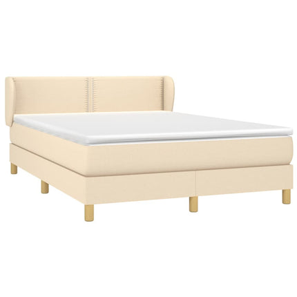 kontinentalseng med madras 140x190 cm stof cremefarvet