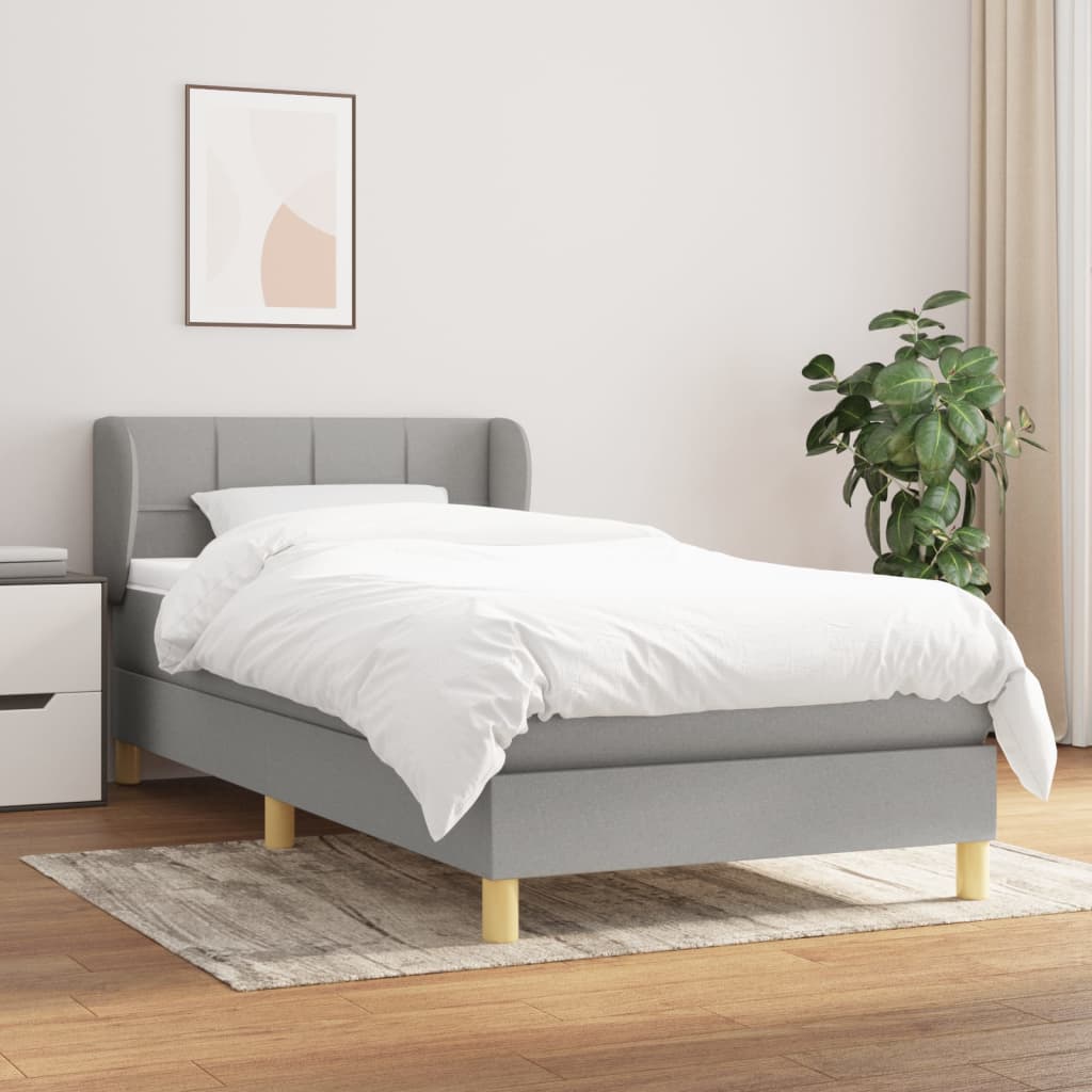 kontinentalseng med madras 90x200 cm stof lysegrå