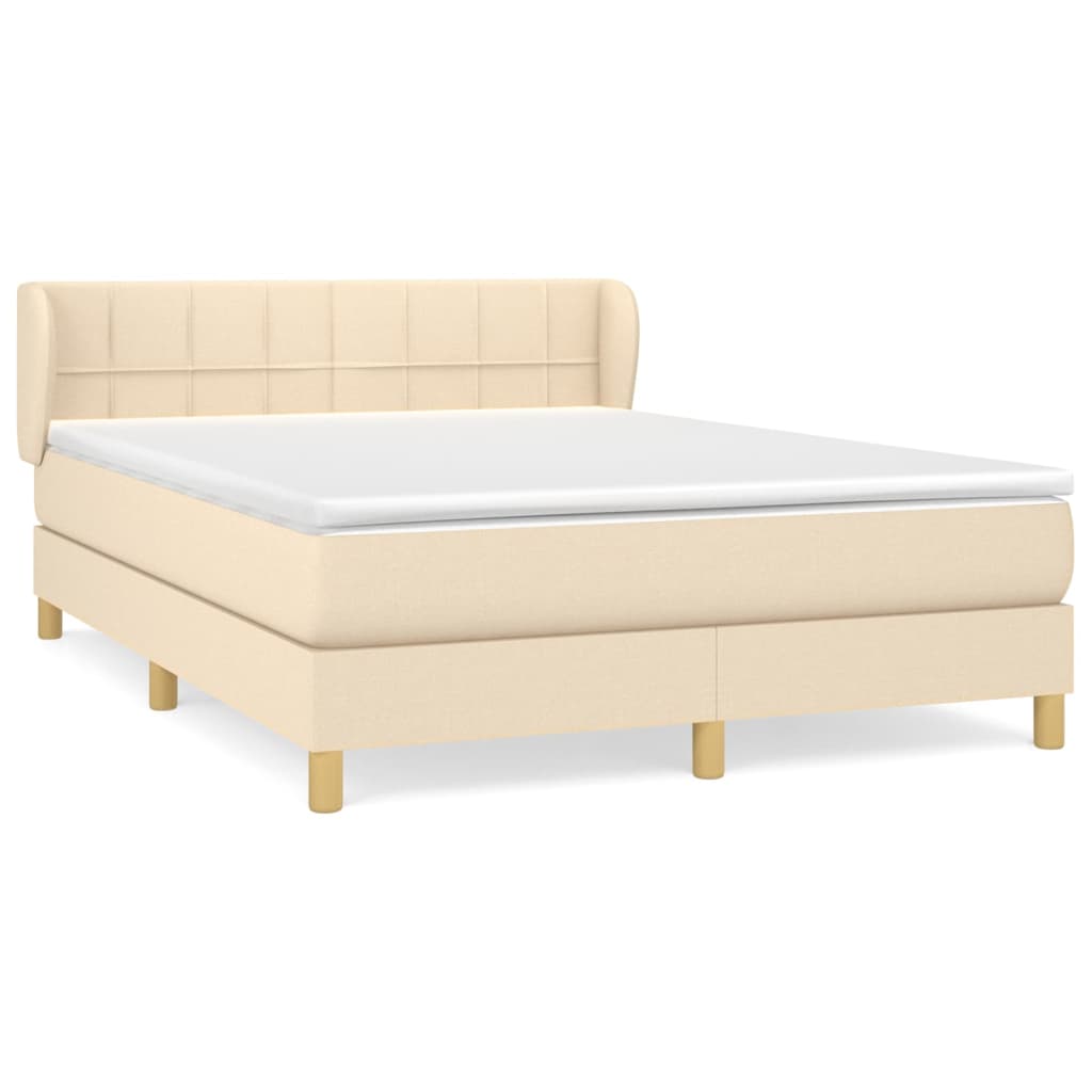 kontinentalseng med madras 140x190 cm stof cremefarvet