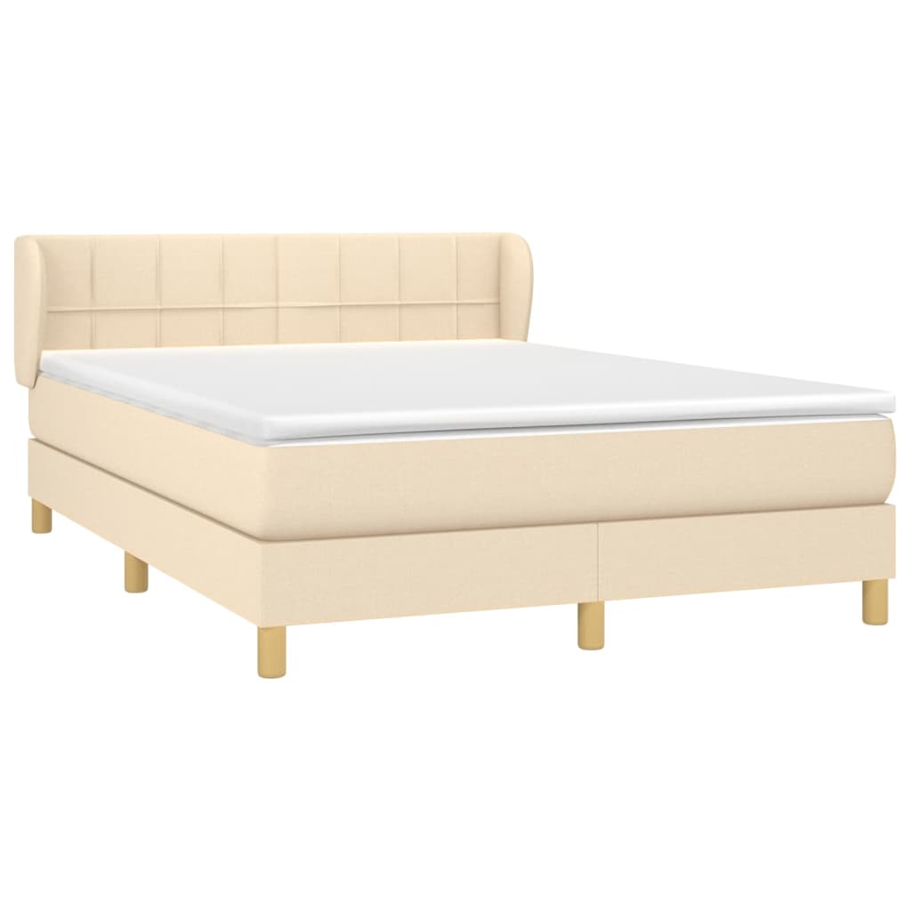 kontinentalseng med madras 140x190 cm stof cremefarvet