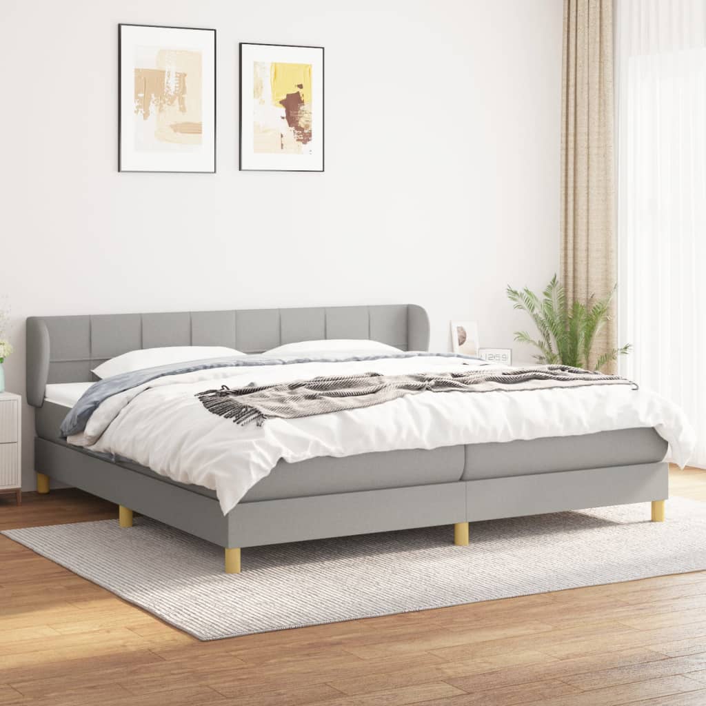 kontinentalseng med madras 200x200 cm stof lysegrå