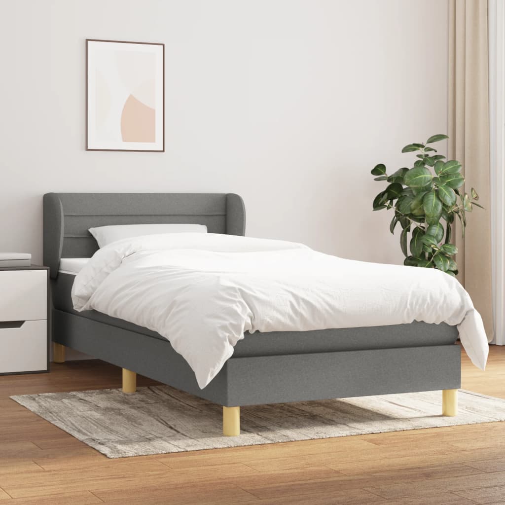 kontinentalseng med madras 90x200 cm stof mørkegrå