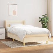 kontinentalseng med madras 90x200 cm stof cremefarvet
