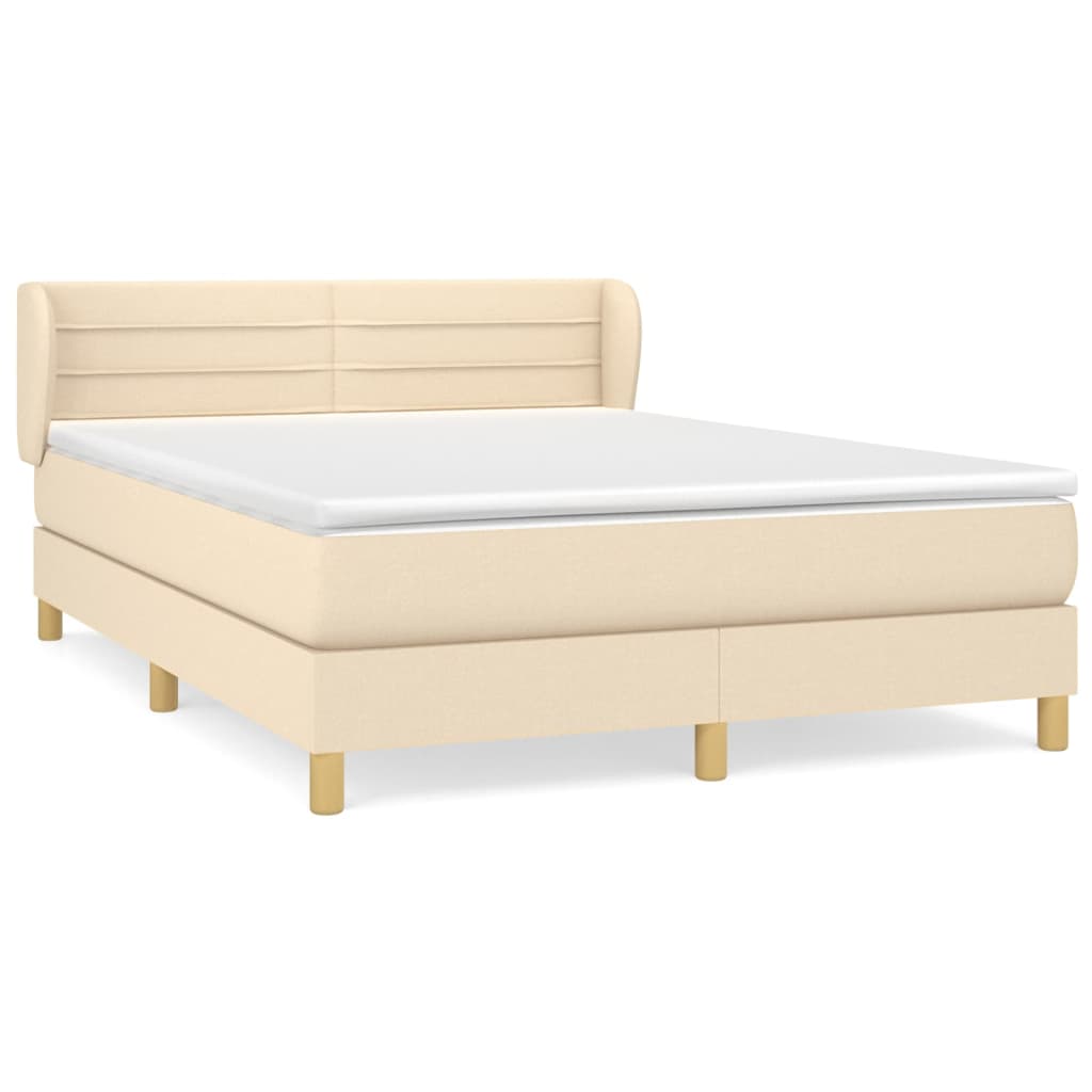 kontinentalseng med madras 140x190 cm stof cremefarvet