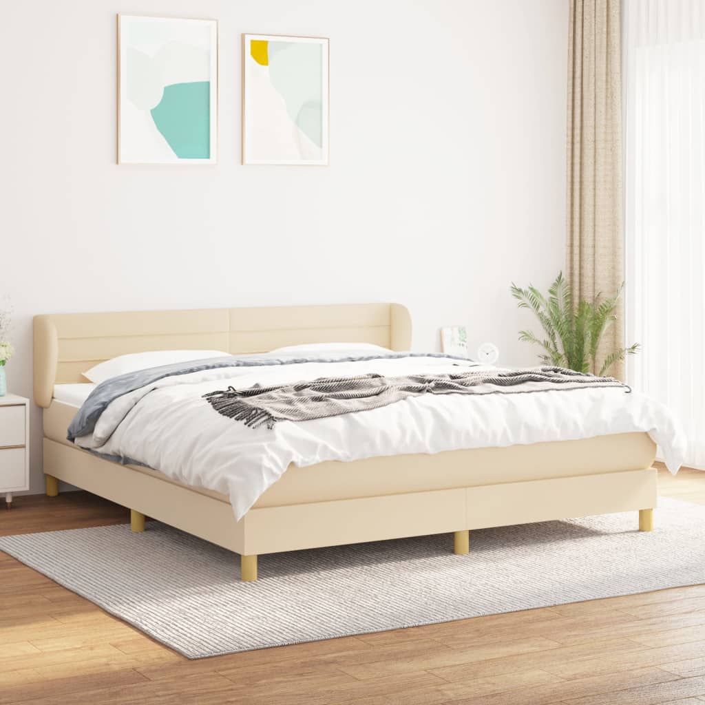 kontinentalseng med madras 160x200 cm stof cremefarvet