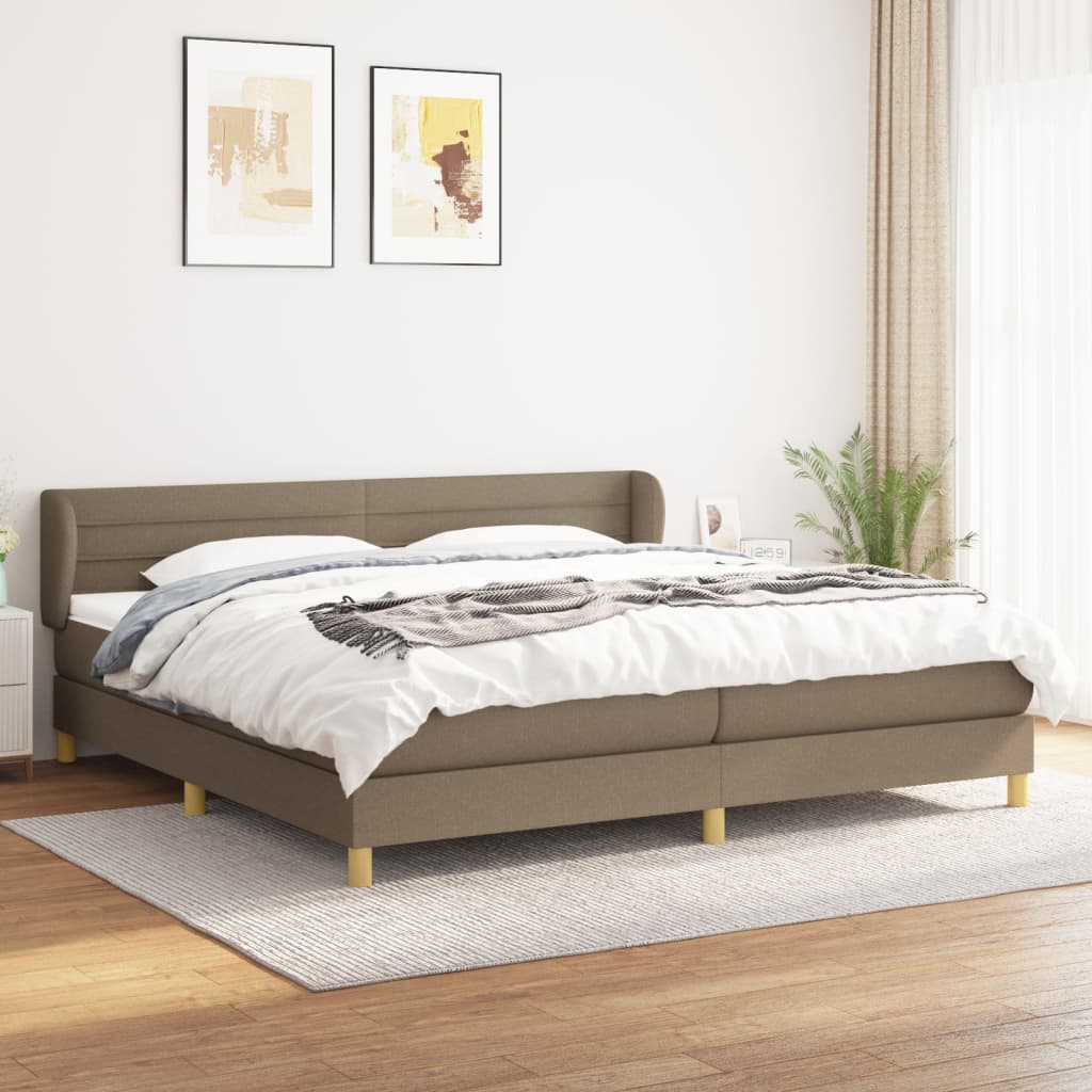 kontinentalseng med madras 200x200 cm stof gråbrun