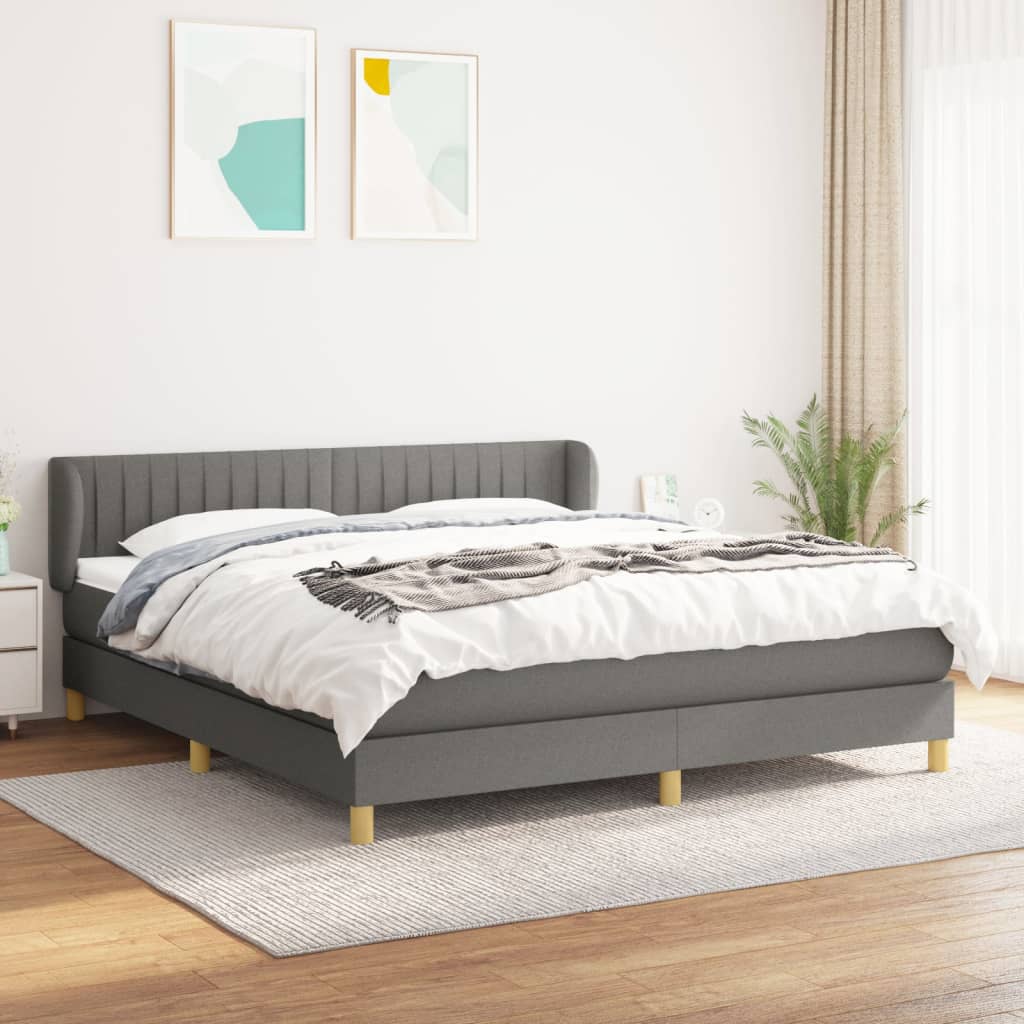 kontinentalseng med madras 160x200 cm stof mørkegrå