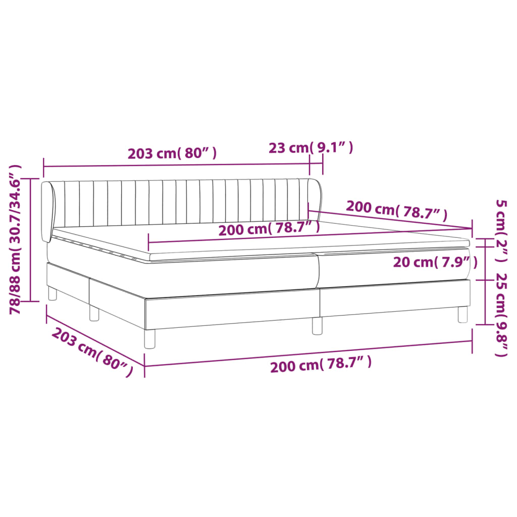 kontinentalseng med madras 200x200 cm stof cremefarvet