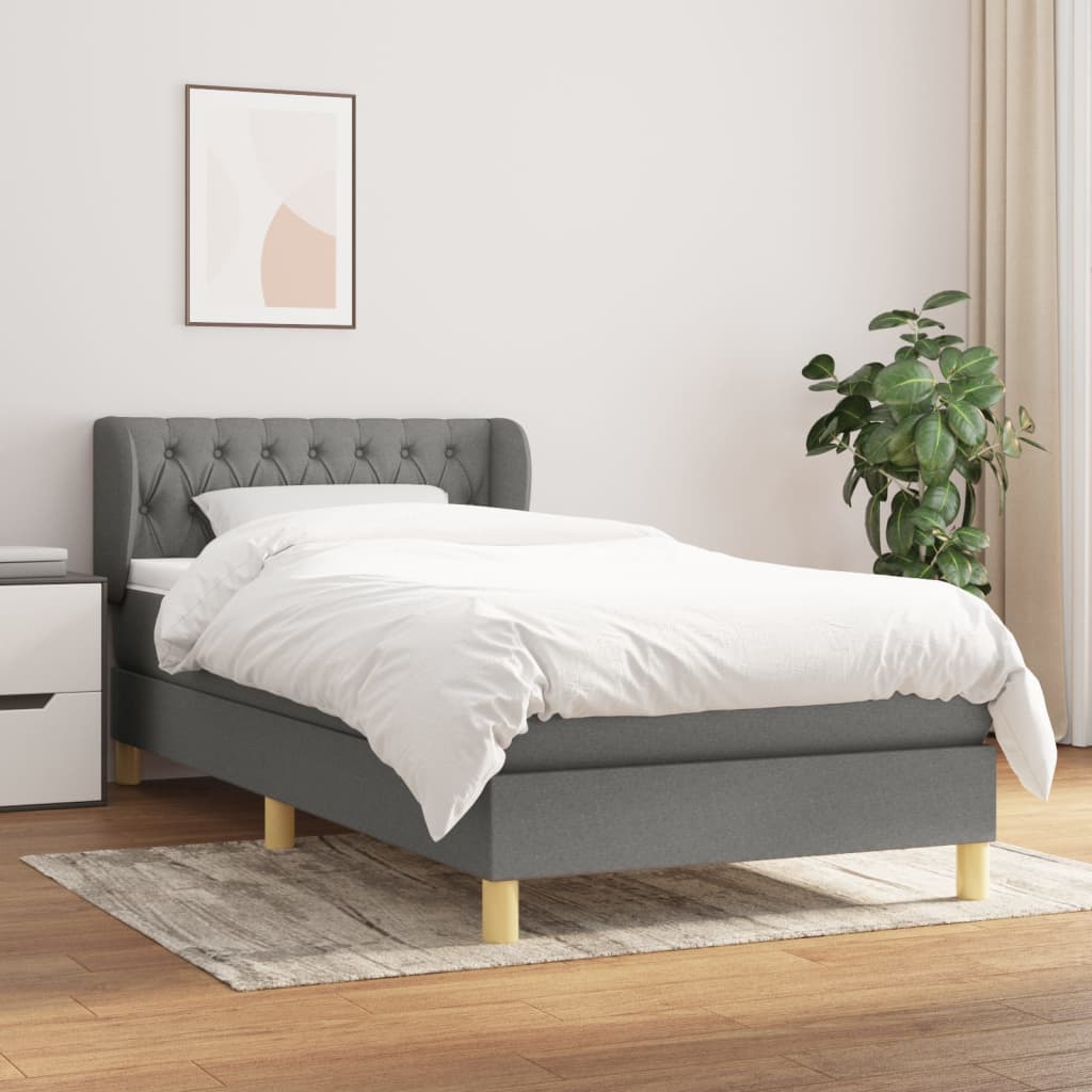 kontinentalseng med madras 100x200 cm stof mørkegrå
