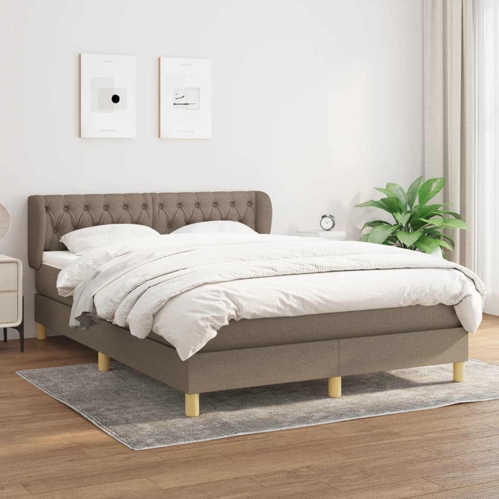 kontinentalseng med madras 140x190 cm stof gråbrun