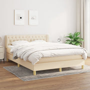 kontinentalseng med madras 140x190 cm stof cremefarvet