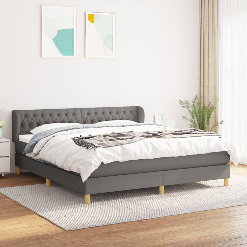 kontinentalseng med madras 180x200 cm stof mørkegrå