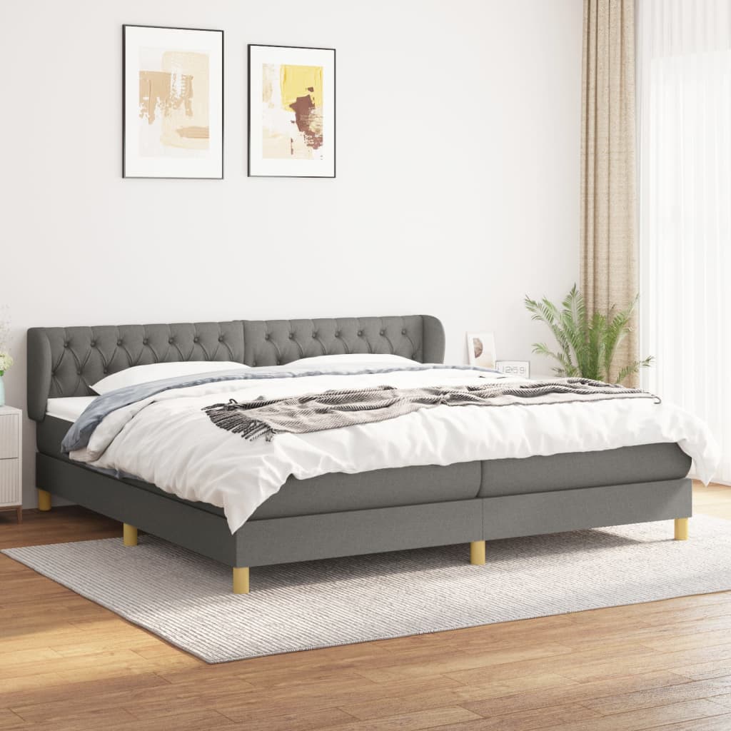 kontinentalseng med madras 200x200 cm stof mørkegrå