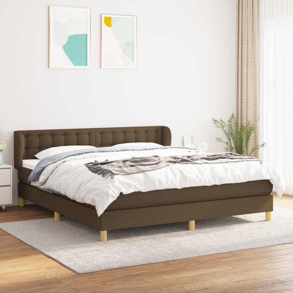 kontinentalseng med madras 160x200 cm stof mørkebrun