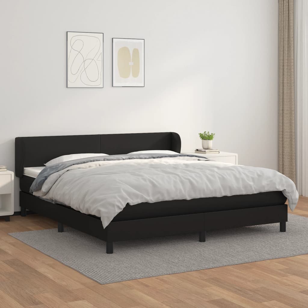 kontinentalseng med madras 180x200 cm kunstlæder sort