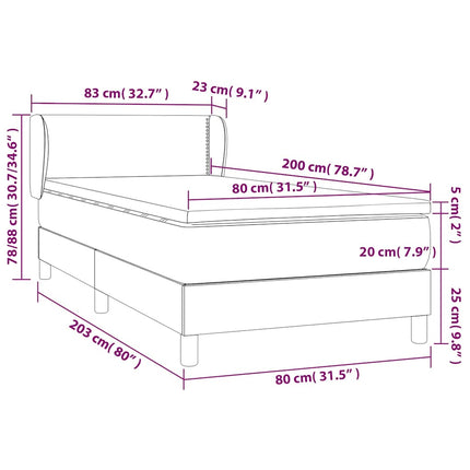 kontinentalseng med madras 80x200 cm kunstlæder grå