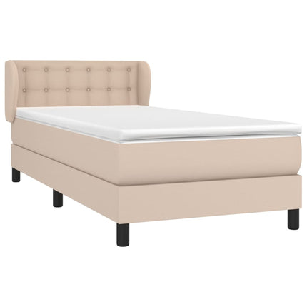 kontinentalseng 90x200 cm kunstlæder cappuccinofarvet