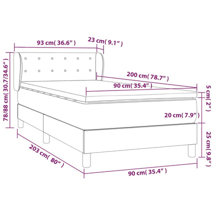 kontinentalseng 90x200 cm kunstlæder cappuccinofarvet