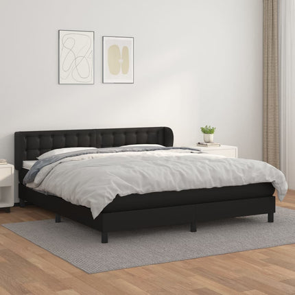 kontinentalseng 160x200 cm kunstlæder sort