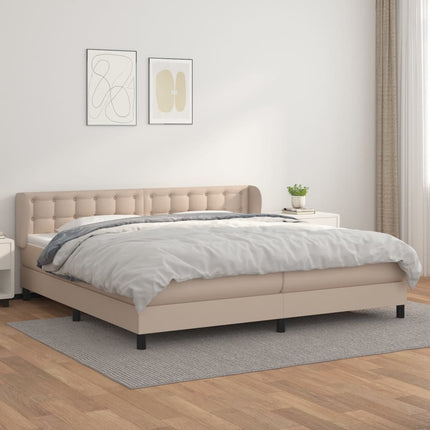 kontinentalseng 200x200 cm kunstlæder cappuccinofarvet