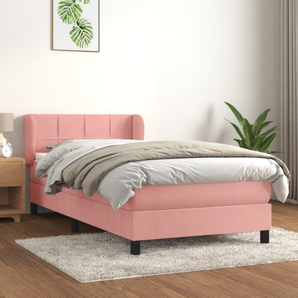 kontinentalseng med madras 90x190 cm fløjl pink