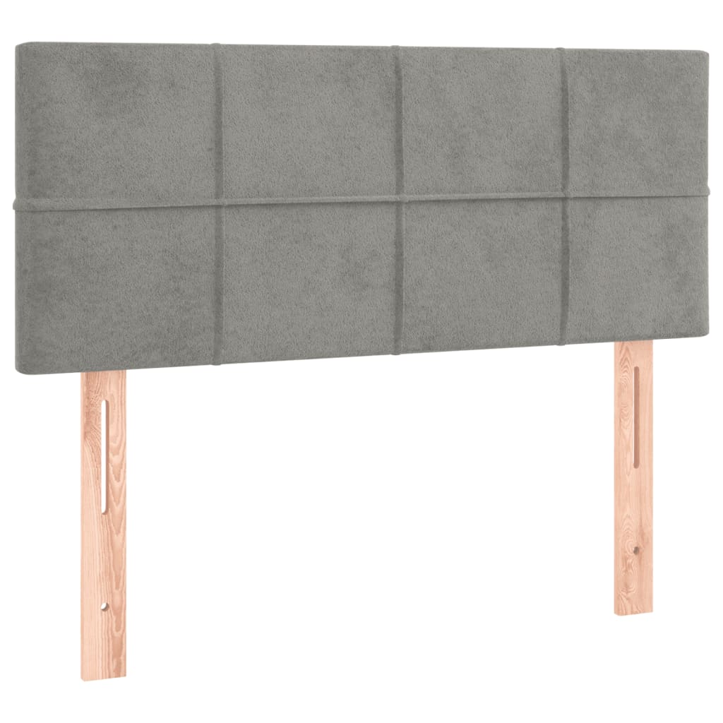 kontinentalseng med madras 90x200cm fløjl lysegrå