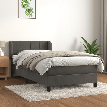 kontinentalseng med madras 100x200 cm fløjl mørkegrå