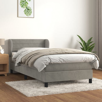 kontinentalseng med madras 90x200cm fløjl lysegrå