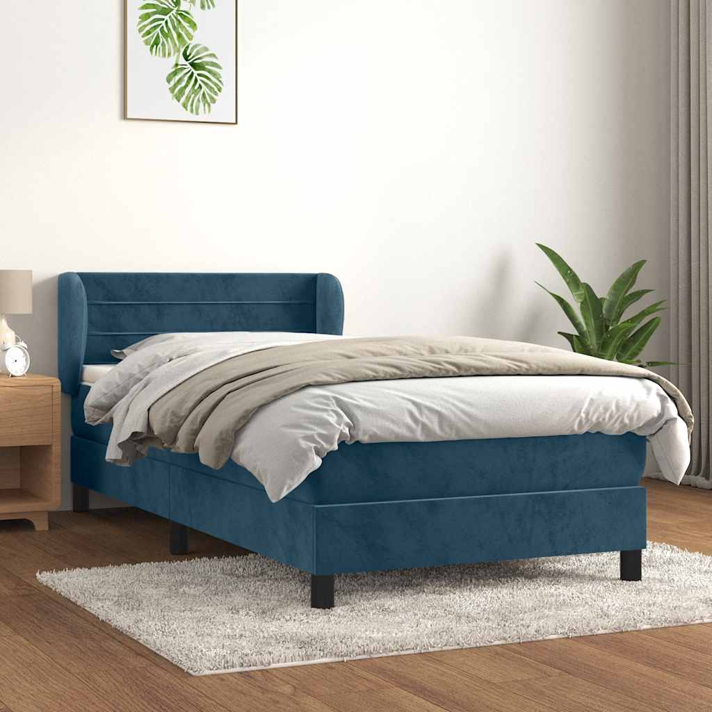kontinentalseng med madras 90x200 cm fløjl mørkeblå