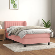 kontinentalseng med madras 90x190 cm fløjl pink