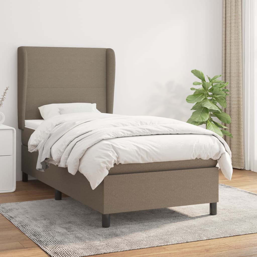 kontinentalseng med madras 90x190 cm stof gråbrun
