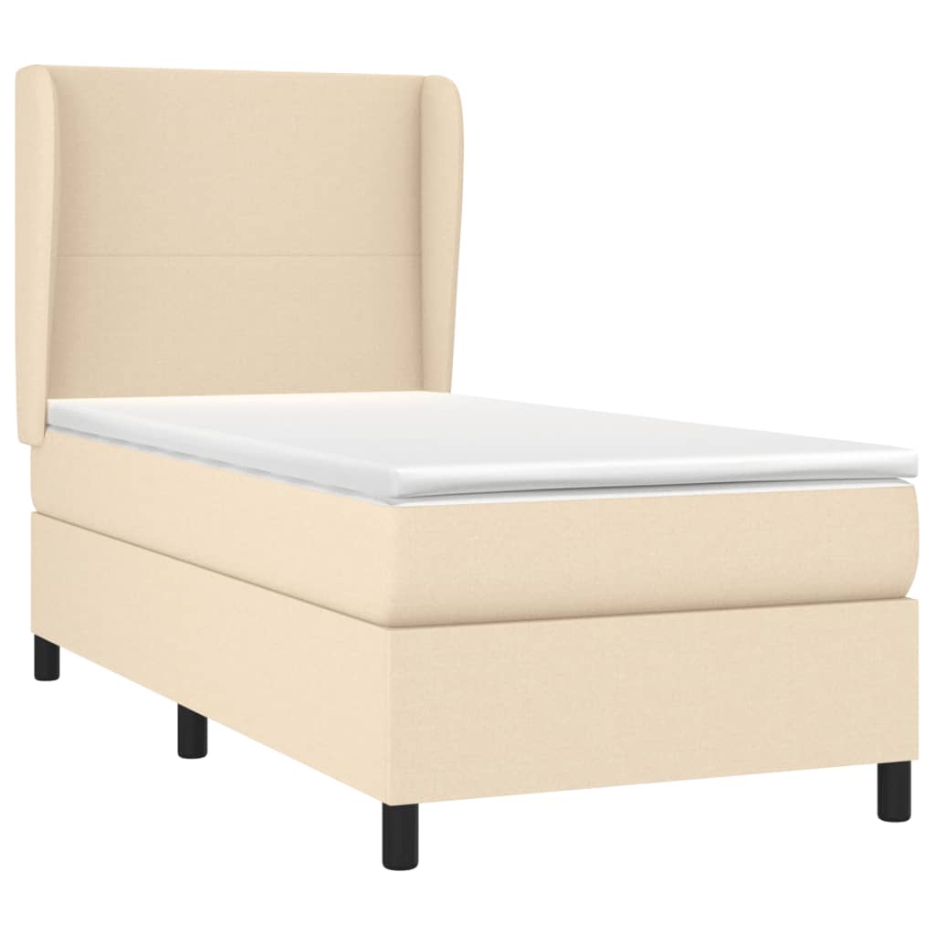 kontinentalseng med madras 90x190 cm stof cremefarvet