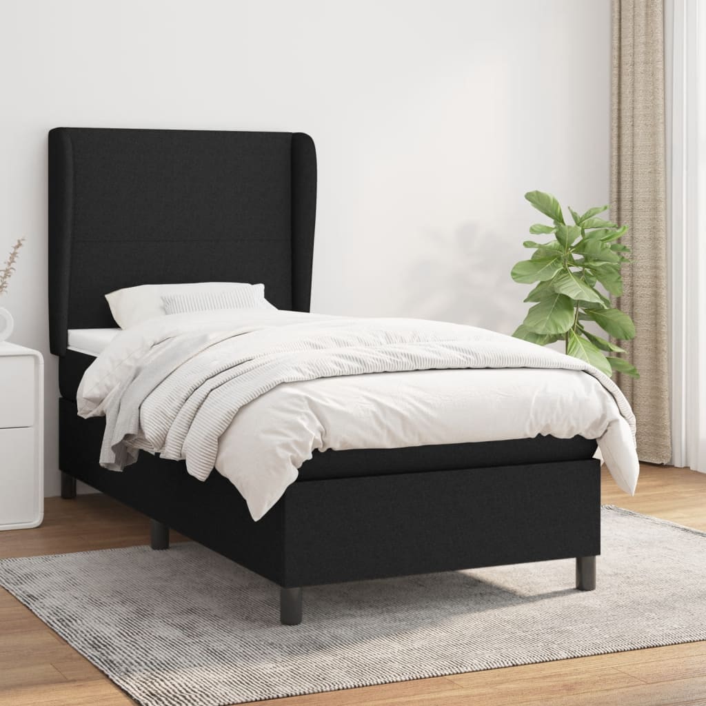 kontinentalseng med madras 90x200 cm stof sort